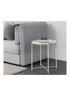 Eworld Round Table with Removable Tray White  - Image 3
