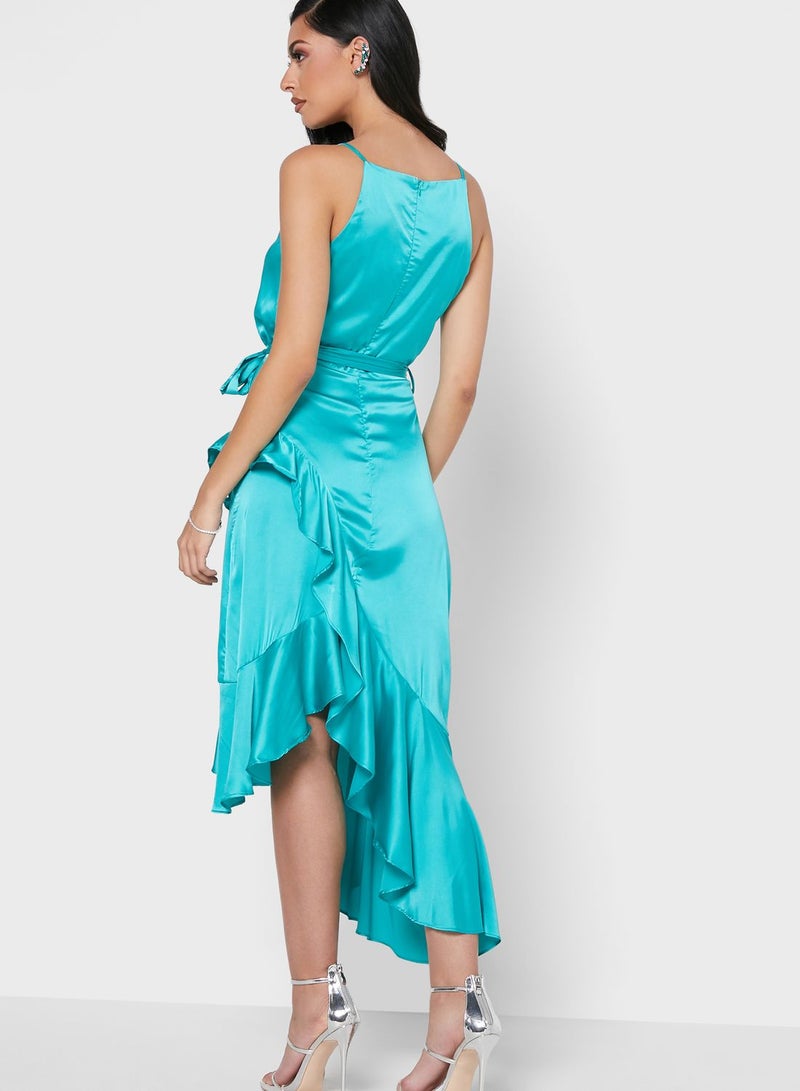 Ella Limited Edition - Ruffle Trim Wrap Dress Blue - Image 1