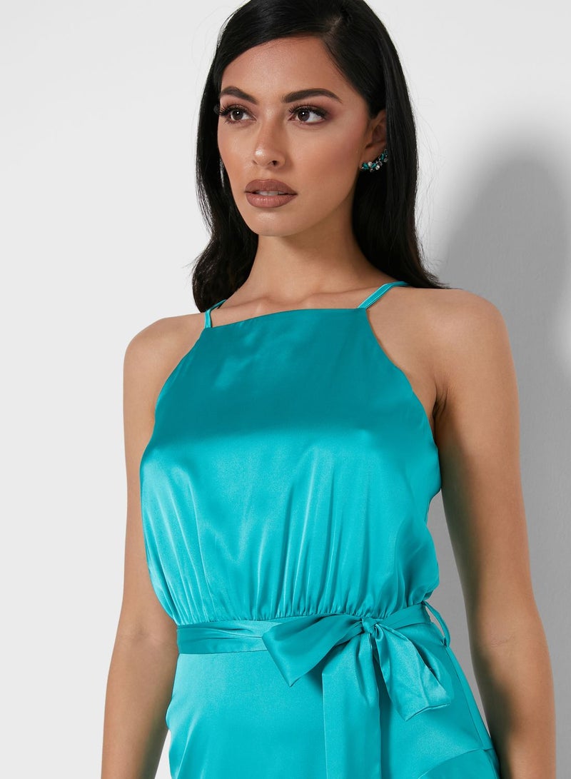 Ella Limited Edition - Ruffle Trim Wrap Dress Blue - Image 1