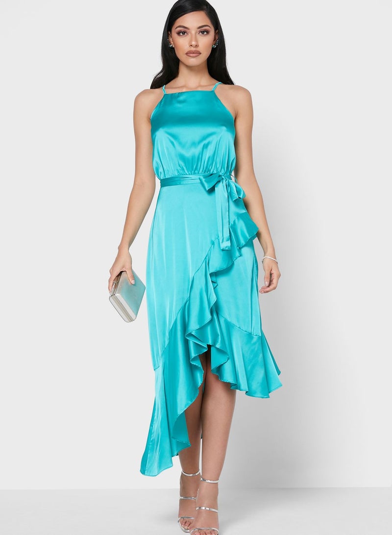 Ella Limited Edition - Ruffle Trim Wrap Dress Blue - Image 1
