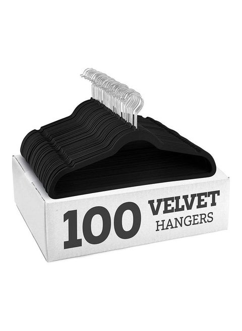 100-Piece Non-Slip Velvet 360 Degree Swivel Hangers Set Black