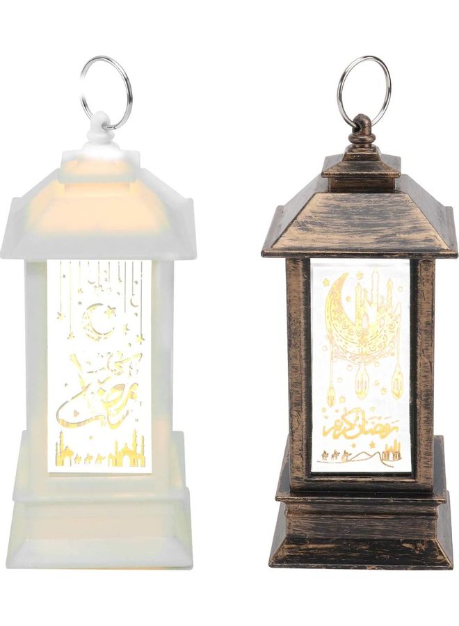 مجموعة مصابيح LED لعيد الفطر مكونة من قطعتين ذهبي/ أبيض ‎12.5x5.3سم - Image 1