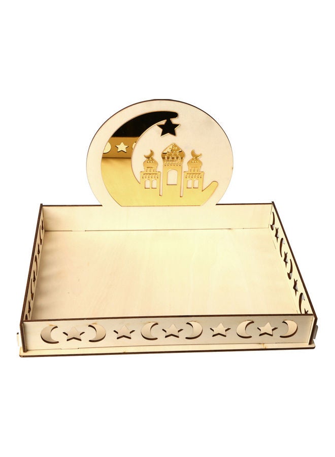 Wooden Ramadan Table Tray Beige/Gold 35.8x25.9x3cm  - Image 1