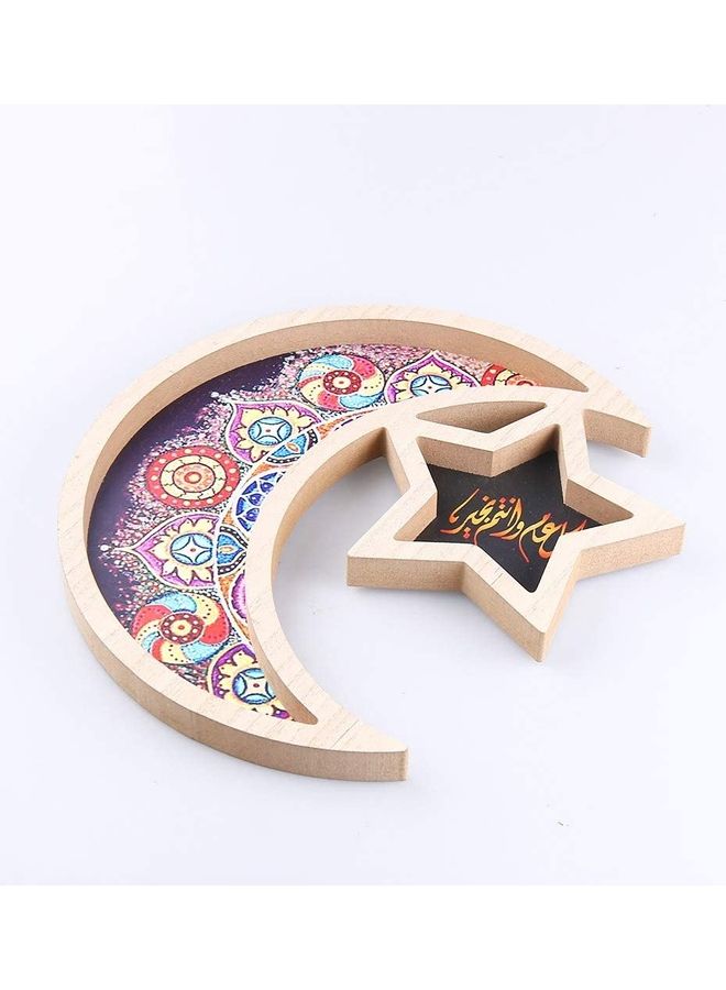 صينية خشبية على شكل هلال بيج/أسود/أحمر 30.48x24.5x1.52سم - Image 1