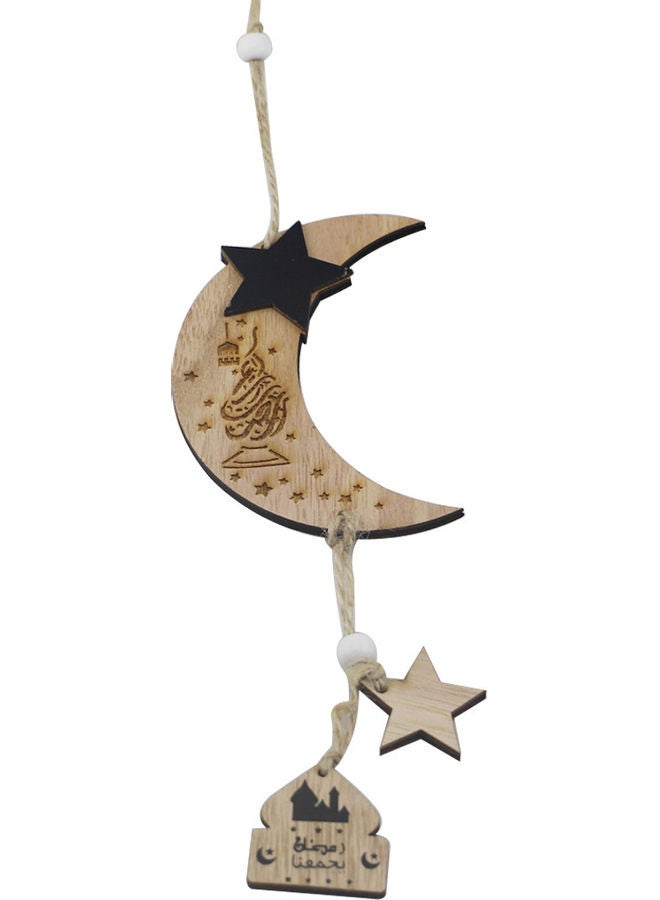 Wooden Handicraft Ramadan Moon Small Pendant Black/Beige 