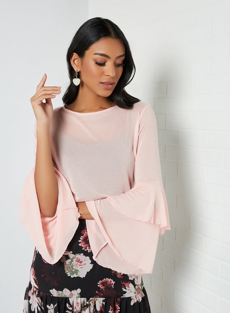 SIVVI for HANIYA Tiered Bell Sleeve Blouse Pink - Image 1