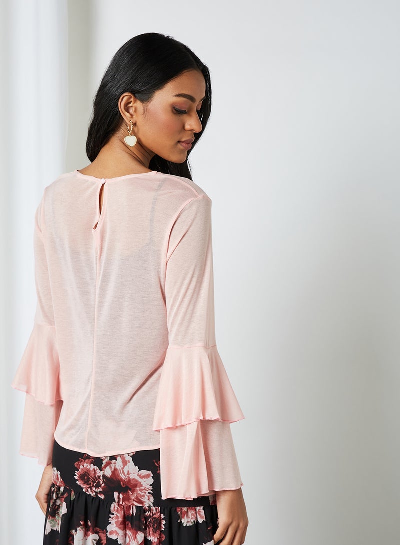SIVVI for HANIYA Tiered Bell Sleeve Blouse Pink - Image 2