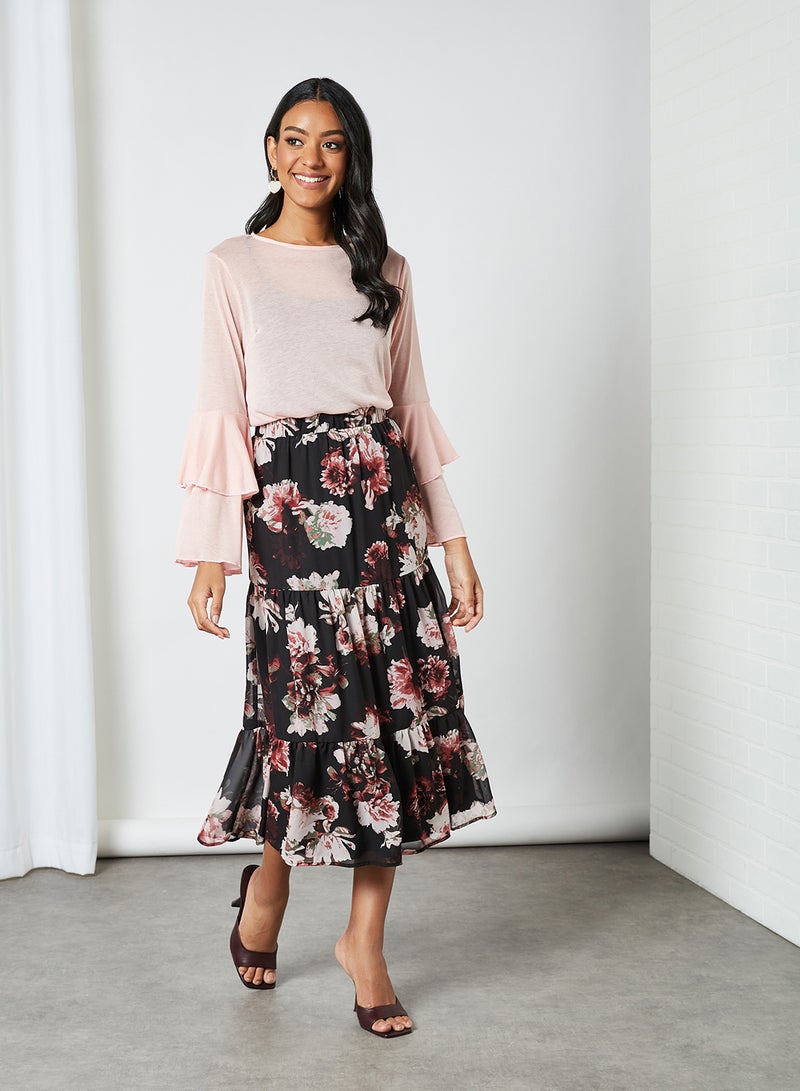 SIVVI for HANIYA Tiered Bell Sleeve Blouse Pink - Image 3