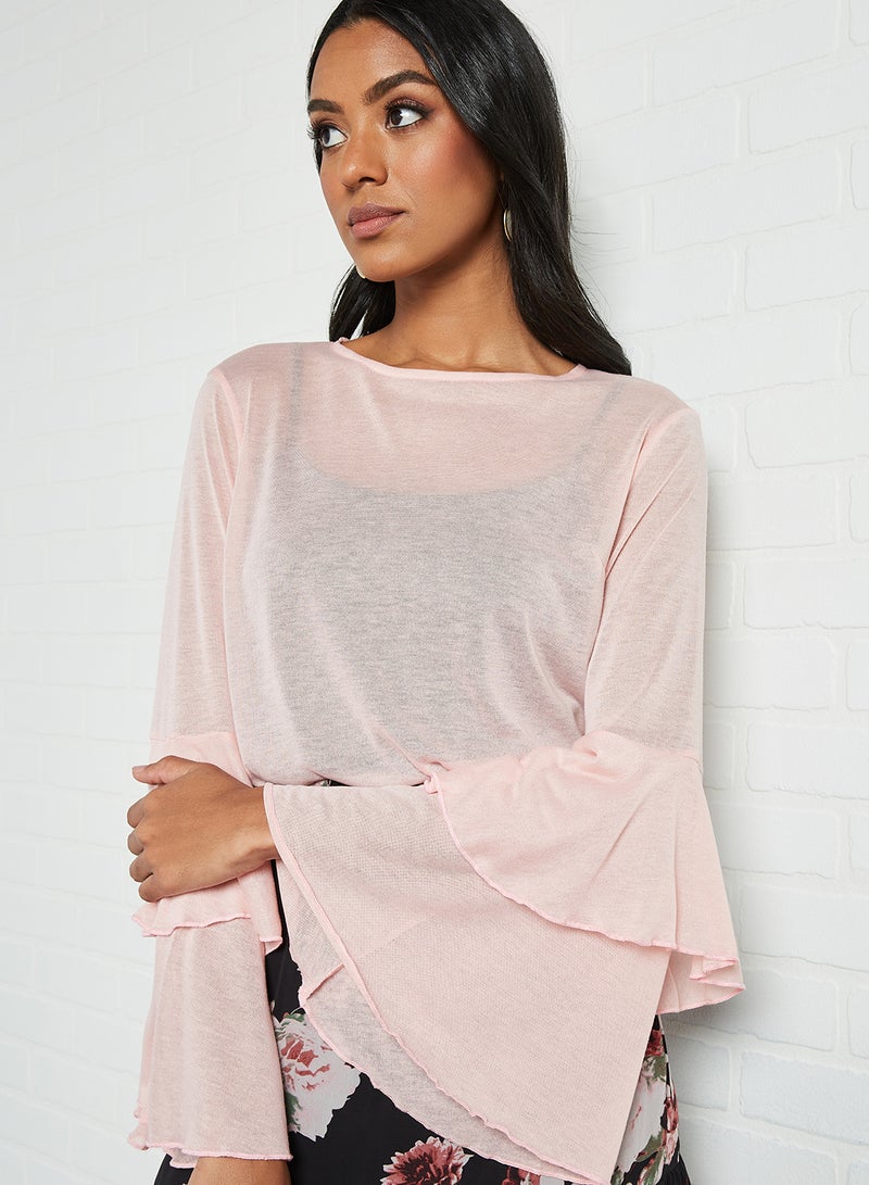 SIVVI for HANIYA Tiered Bell Sleeve Blouse Pink - Image 4