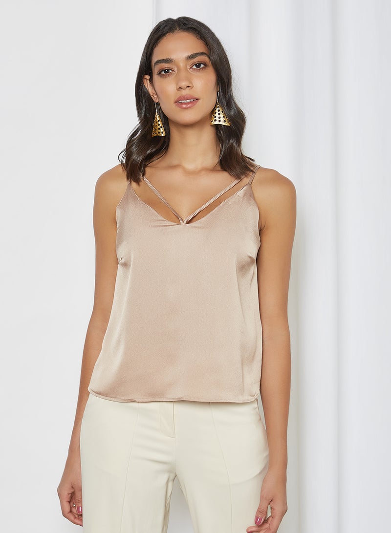 trendyol Strappy Neckline Top Cream - Image 1