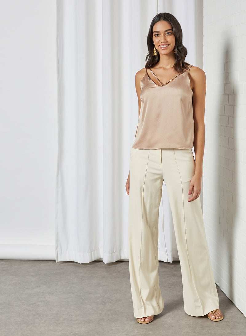 trendyol Strappy Neckline Top Cream - Image 3