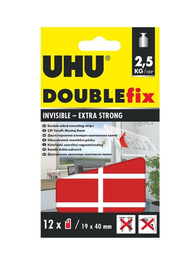 يو إتش يو شريط تثبيت ذو وجهين، عبوة من 12 قطعة أحمر