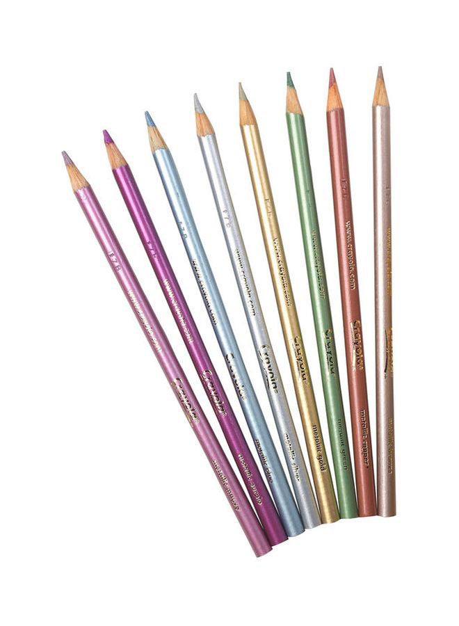 Crayola 8-Piece Metallic Colored Pencil Green/Yellow/Purple - Image 1