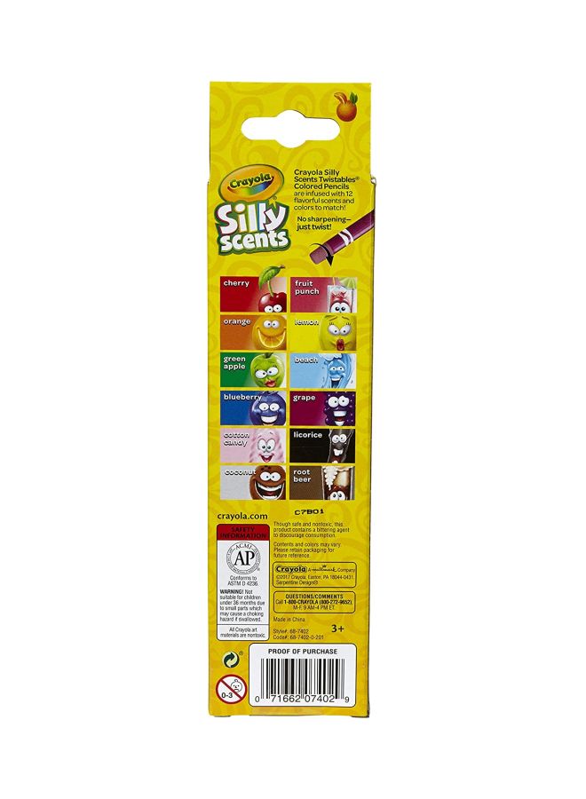 Crayola 12-Piece Twistables Silly Scents Colored Pencil Set Yellow/Blue/Green - Image 4