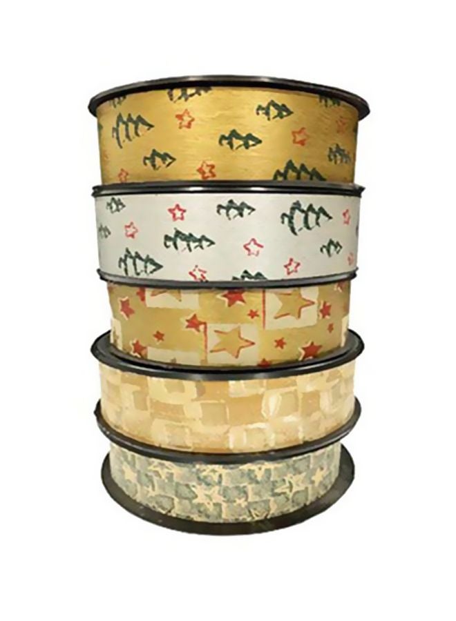 GRACO Pack Of 5 Printed Ribbons Gold/Green/White - Image 1