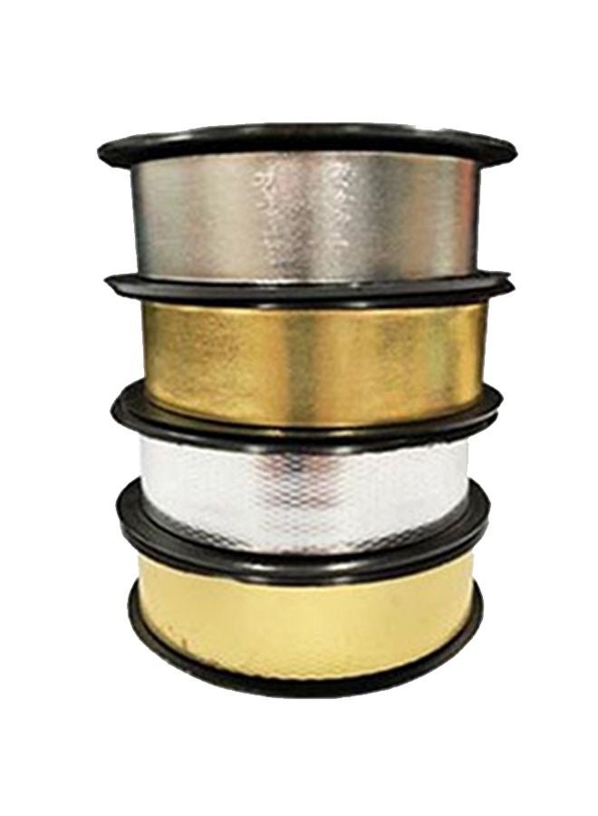 GRACO - Pack Of 4 Metallic Imprime Gift Wrap Ribbons Gold/Grey/White - Image 1
