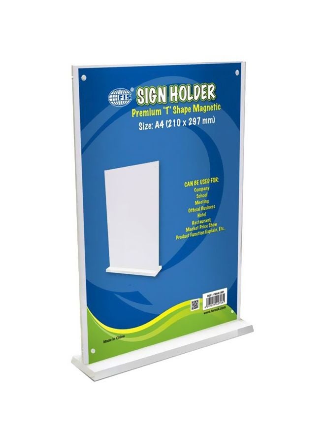 إف اي أس  حامل لافتات مغناطيسي ممتاز بشكل حرف T شفاف