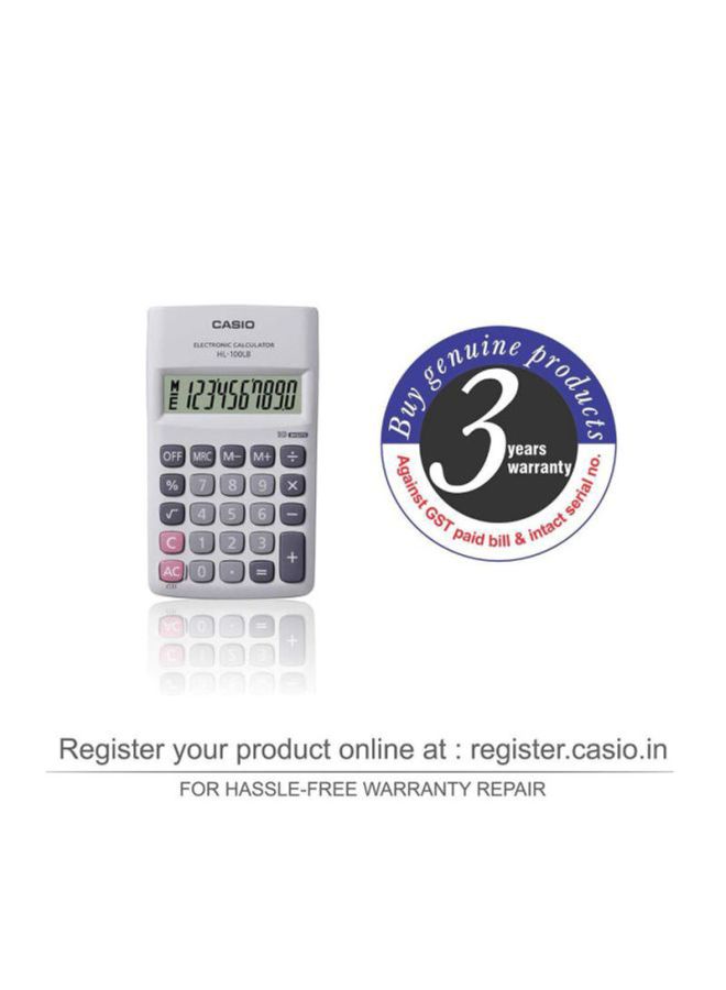CASIO - HL-100LB 10-Digit Basic Calculator White - Image 1
