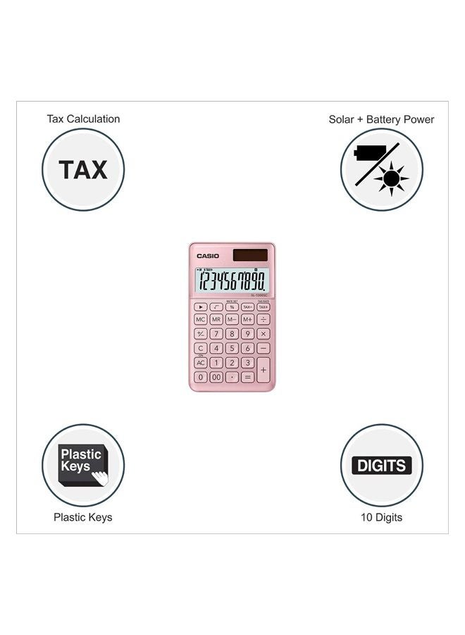 CASIO - Portable Basic Calculator SL-1000SC-PK-N-DP Pink - Image 1