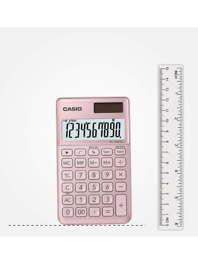 CASIO - Portable Basic Calculator SL-1000SC-PK-N-DP Pink - Image 1