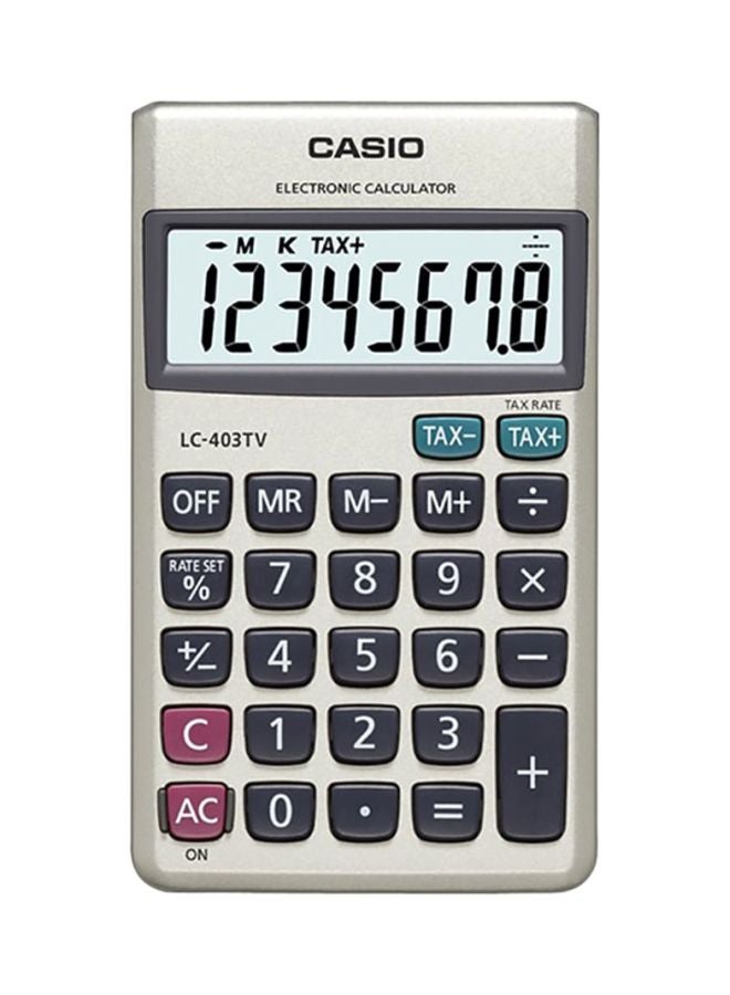 CASIO - Portable Calculator With Metal Faceplate LC-403TV-W-DP Silver - Image 1