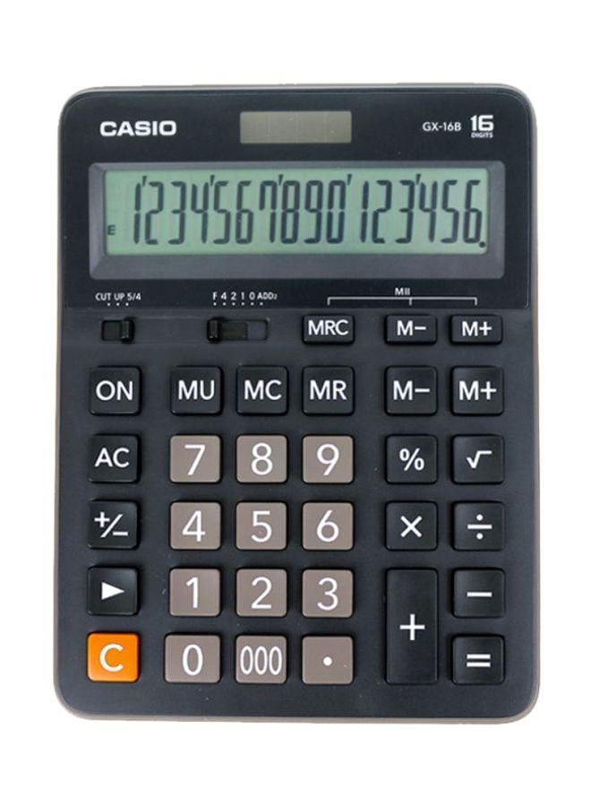 CASIO - GX-16b 16-Digit Basic Calculator Black - Image 1