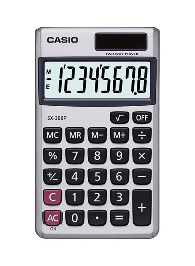 كاسيو آلة حاسبة محمولة بسطح معدني طراز SX-300P-W-DP فضي - Image 1