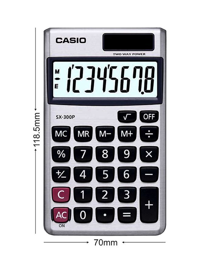 كاسيو آلة حاسبة محمولة بسطح معدني طراز SX-300P-W-DP فضي - Image 2