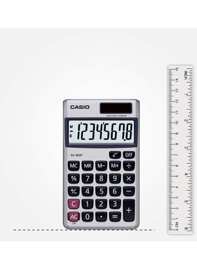 كاسيو آلة حاسبة محمولة بسطح معدني طراز SX-300P-W-DP فضي - Image 4