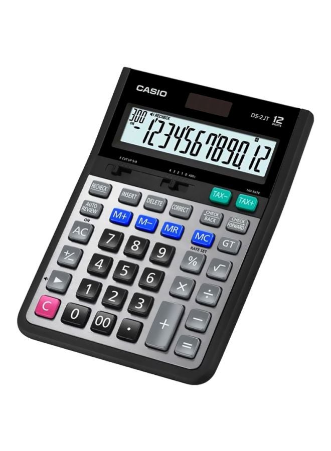 CASIO - DS-2JT 12 Digit Desktop Calculator Grey/Black/Red - Image 1