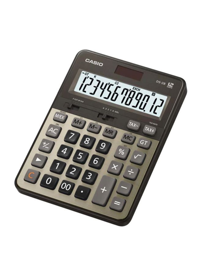 CASIO - 12-Digit Basic Calculator Grey/Gold - Image 1