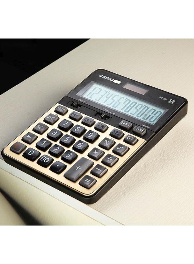 CASIO - 12-Digit Basic Calculator Grey/Gold - Image 1