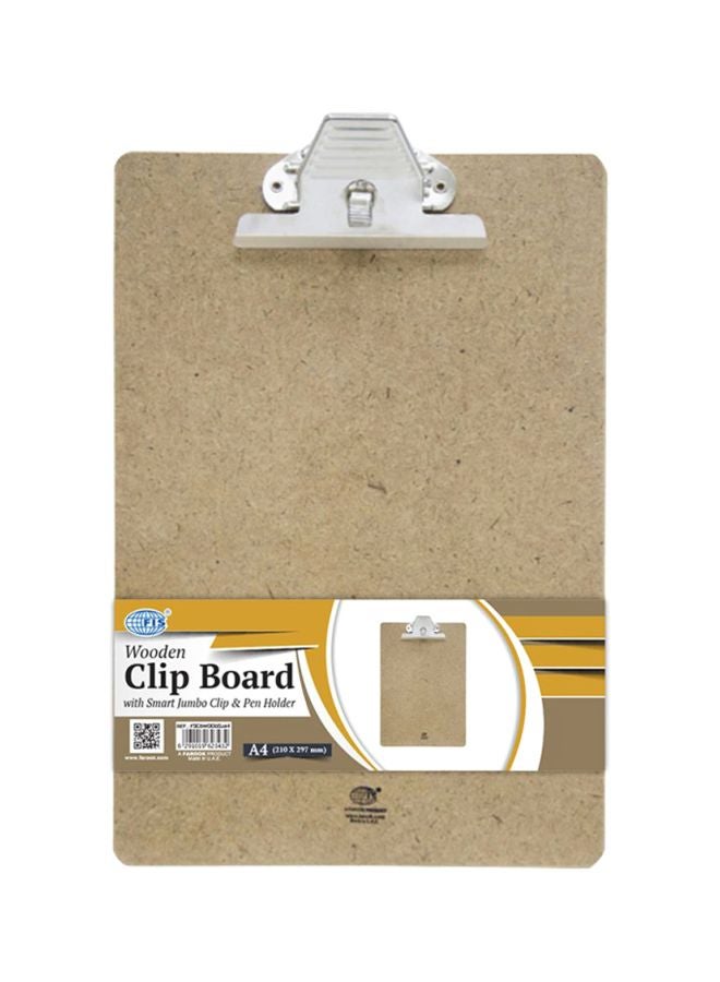 Clip Board With Pen Holder Brown/Silver