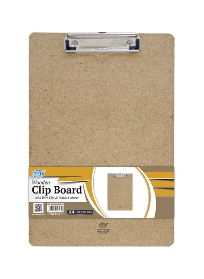 FIS - Wooden Clip Board Brown/Silver - Image 1