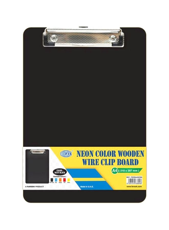 إف اي أس  لوح كتابة خشبي سلكي أسود/فضي