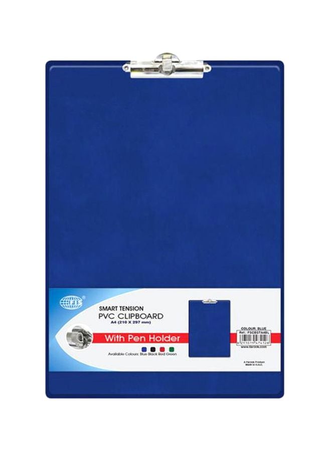Smart Tension PVC Clipboard With Pen Holder Blue/Silver