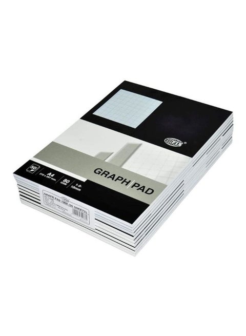 10-Piece A4 Graph Pad Black/White