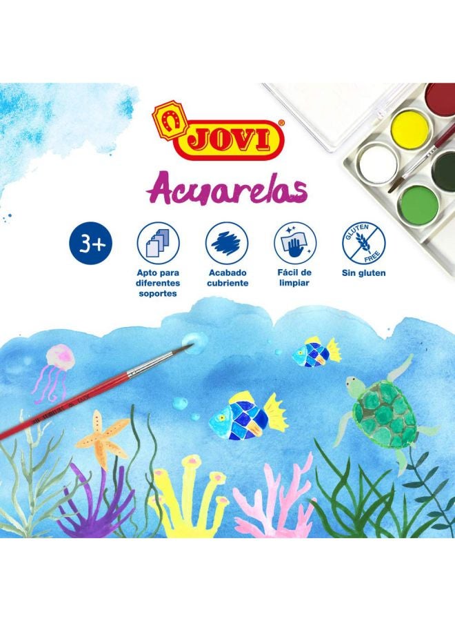 JOVI 18-Piece Watercolour Tabs With Brush Red/Blue/Green - Image 4