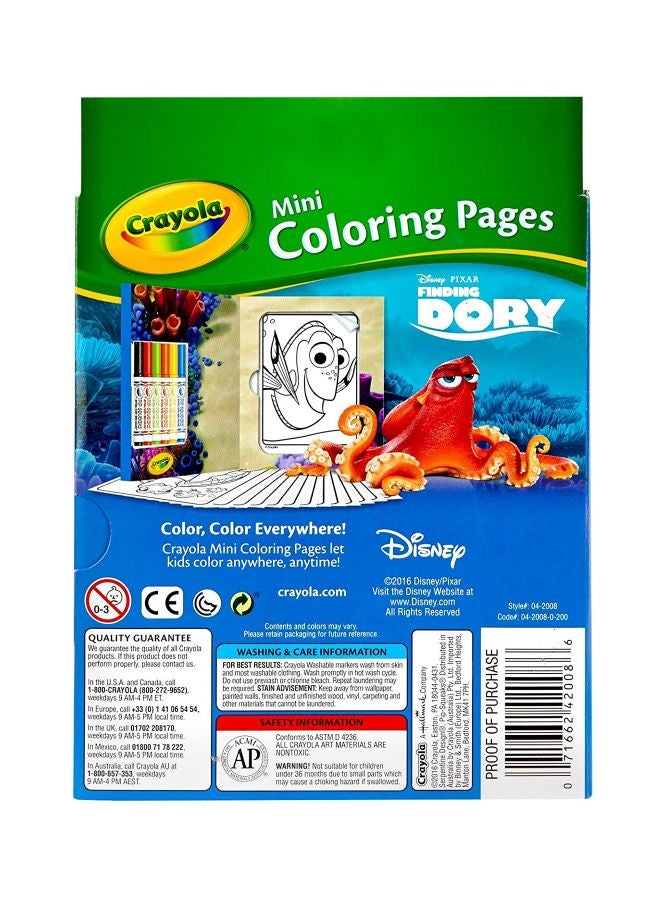Crayola Finding Dory Mini Coloring Pages With 6 Marker Multicolour  - Image 3