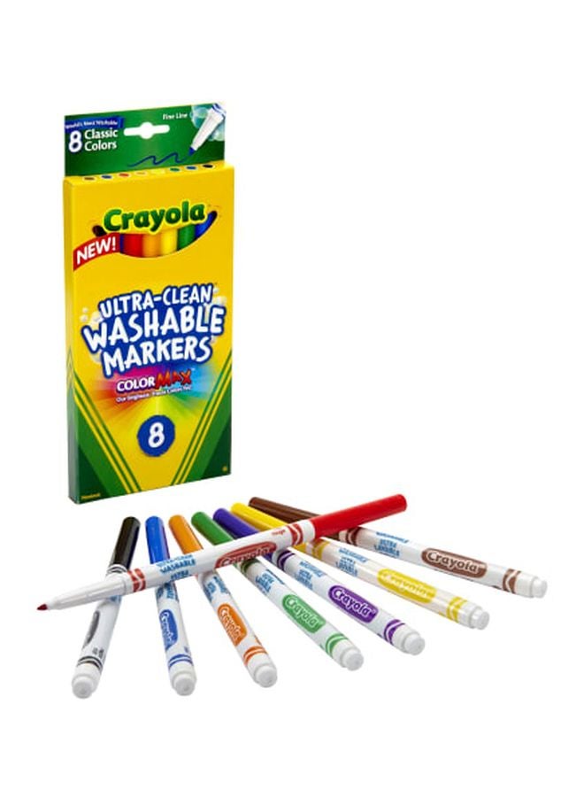 Crayola 8-Piece Ultra-Clean Classic Fine Line Washable Marker Color Max Markers - Image 1