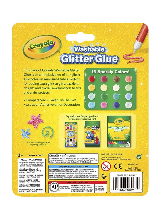 Crayola 16-Piece Washable Glitter Glue Set Multicolour - Image 3