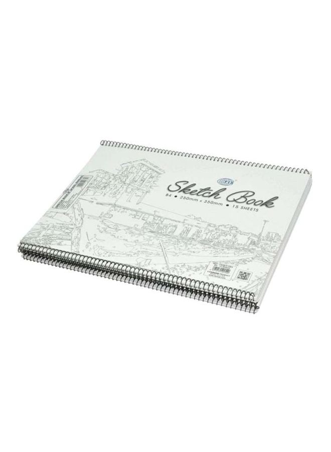 إف اي أس  طقم دفتر رسومات بتجليد حلزوني مكون من 10 قطع أبيض/رمادي - Image 1