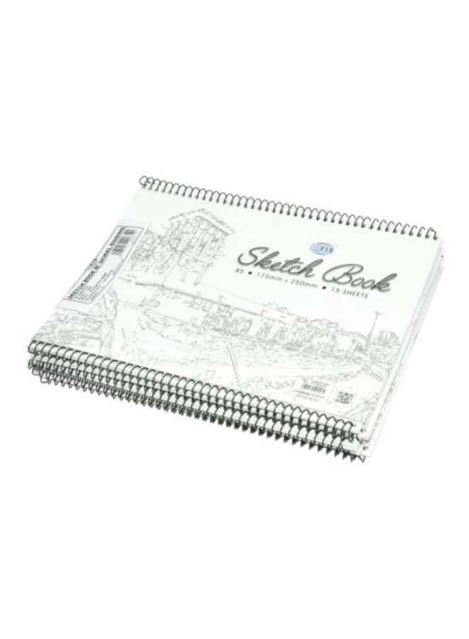 10 دفاتر رسم بسلك حلزوني أبيض/رمادي