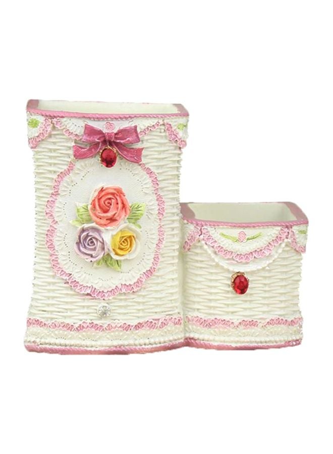 Sharpdo Flower Pattern Pen Holder White/Pink/Yellow - Image 1