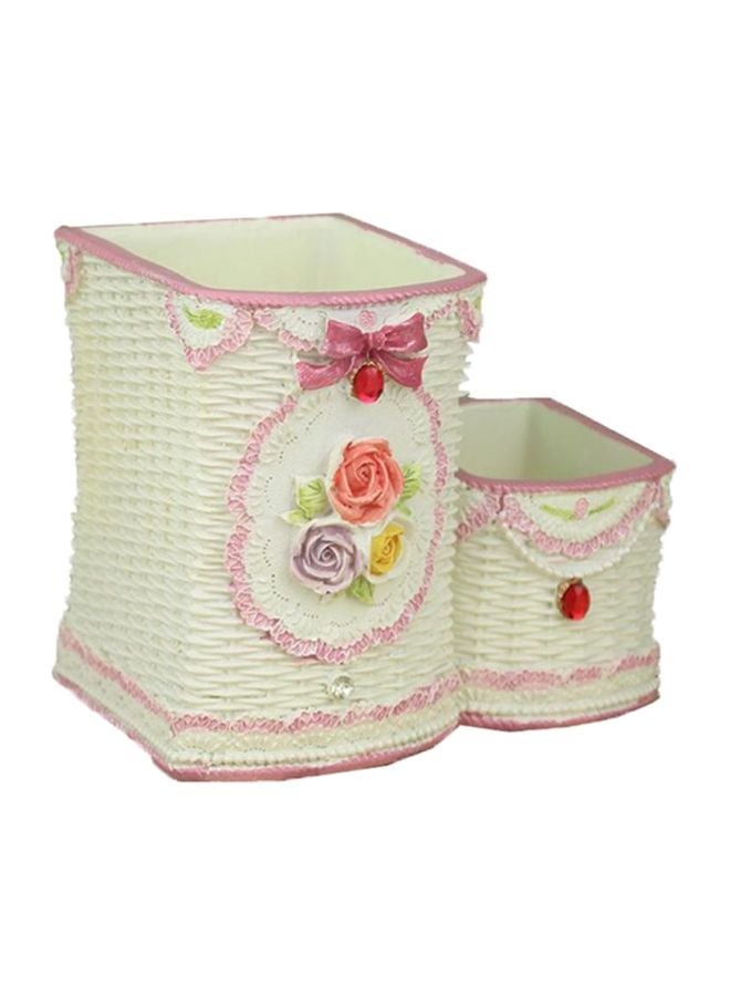 Sharpdo Flower Pattern Pen Holder White/Pink/Yellow - Image 2