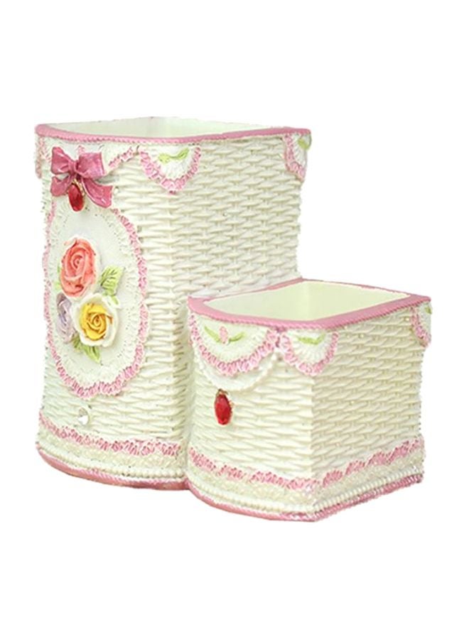 Sharpdo Flower Pattern Pen Holder White/Pink/Yellow - Image 3