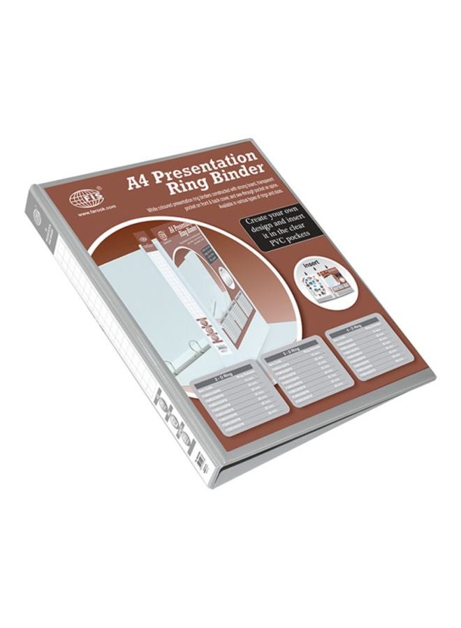 FIS - A4 Presentation 2D Ring Binder White/Brown/Grey - Image 1