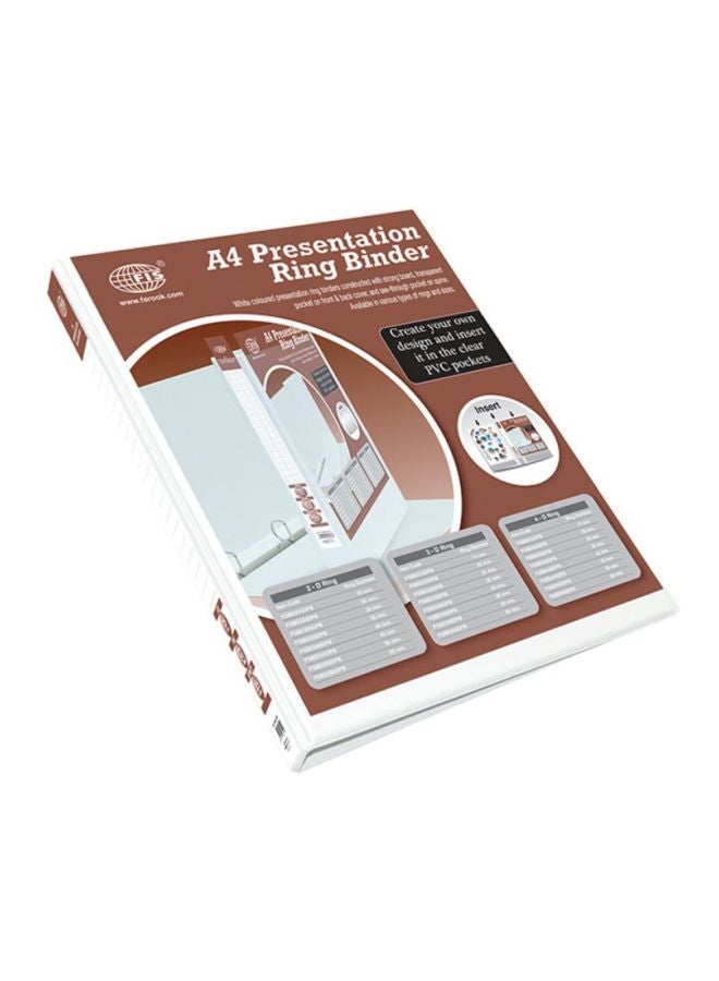 FIS A4 Presentation 4D Ring Binder White/Brown/Black  - Image 1