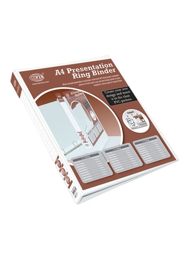 FIS A4 Presentation 4D Ring Binder White/Brown/Black  - Image 1