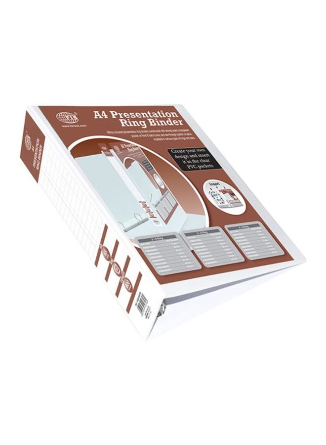 FIS A4 Presentation 3D Ring Binder 3D Ring White/Brown/Black  - Image 1